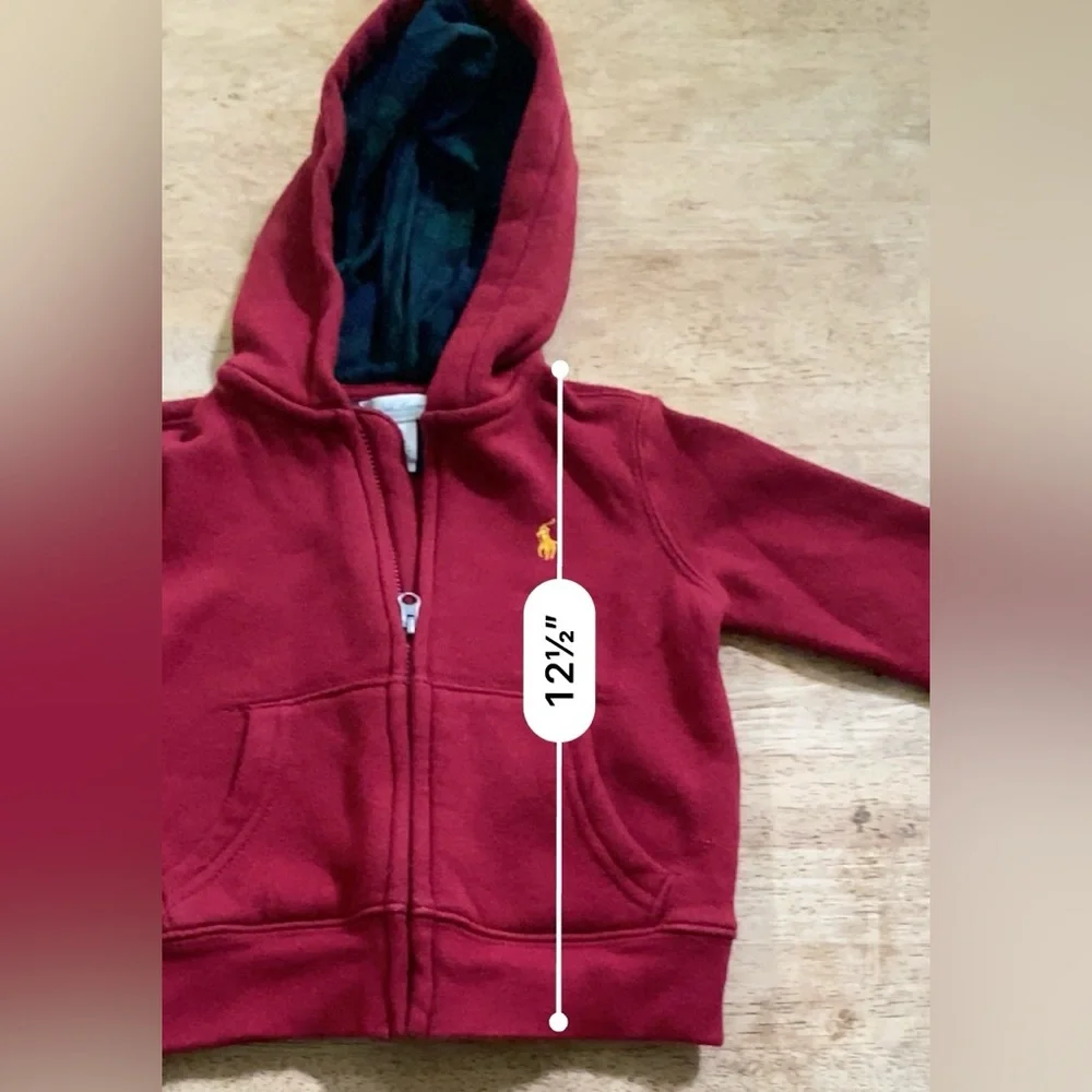 Ralph Lauren Infant Sz 18m Brick Red Fleece Full Zip Polo Hoodie‎